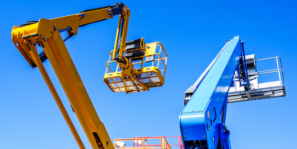 Aerial lift at a construction site
