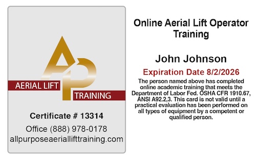 Aerial Lift Operator Training Online